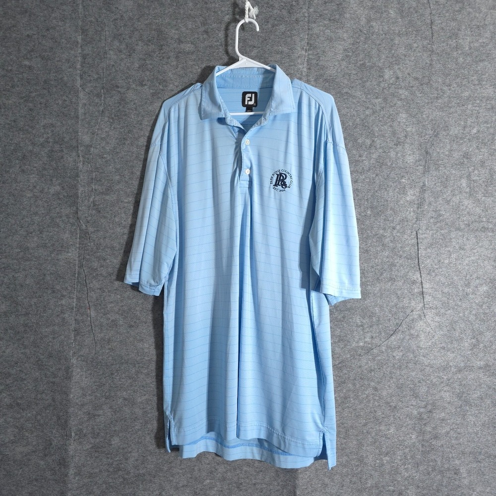 FootJoy Polo Shirt Men XL Blue Striped Geometric Golf Performance Lightweight